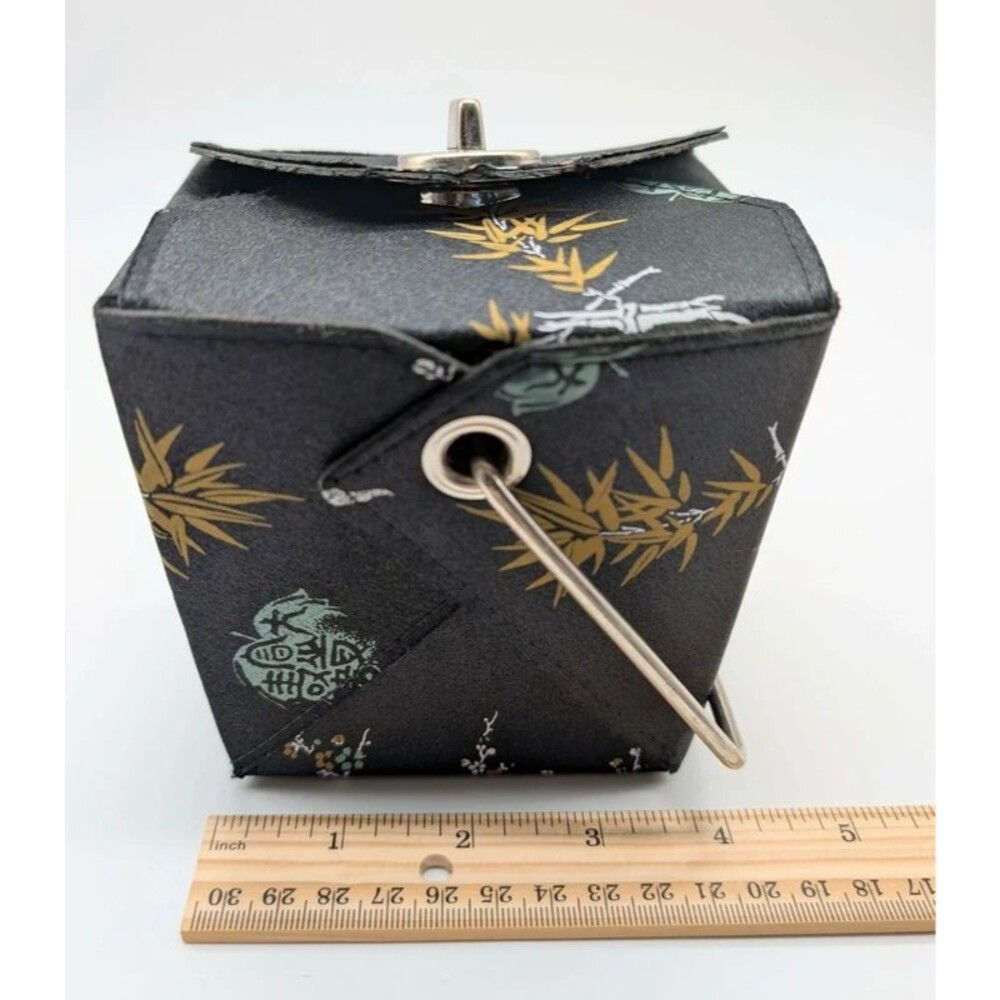 Chinese Takeout Box Purse Storage Accent Black Gold - Picture 10 of 10